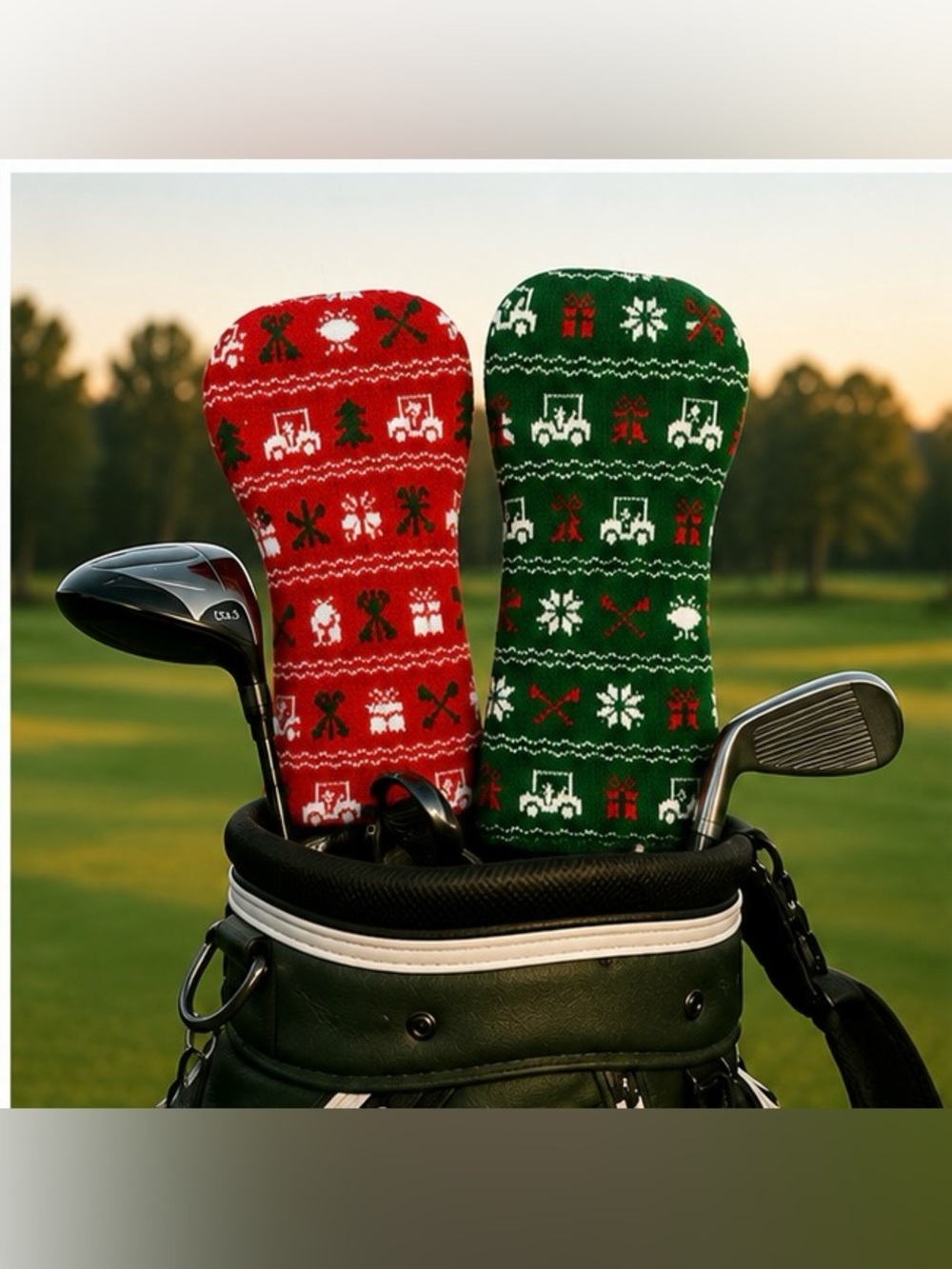 BESPOKE CHRISTMAS GOLF HEAD COVERS -
SET OF 2